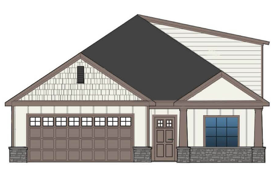 Rendering of the front elevation of The Coolidge home.