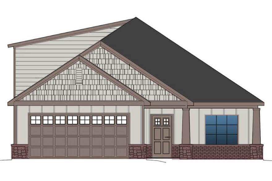 Rendering of the front elevation of The Litchfield home.