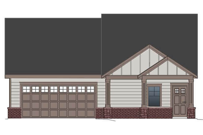 Rendering of the front elevation of The Porter home.